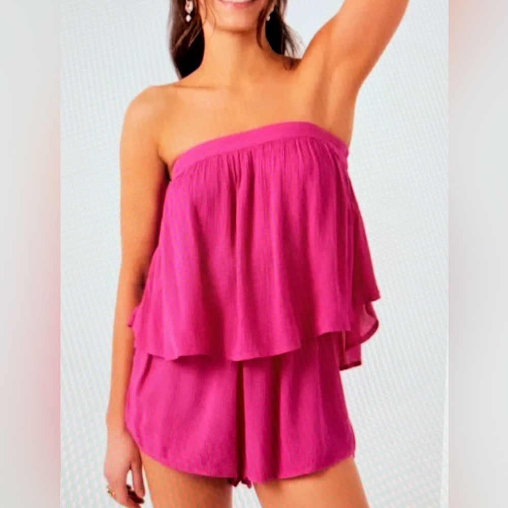 O’Neill Leila Hot Pink Strapless Layered Romper Women’s size M